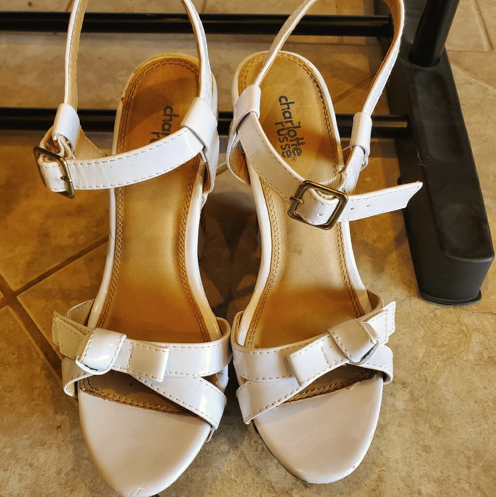 White wedge heels
